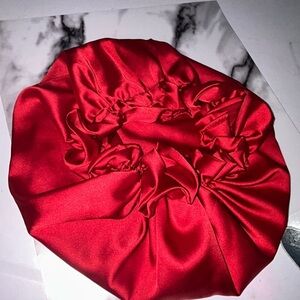 Elegant Red Satin Hair Bonnet